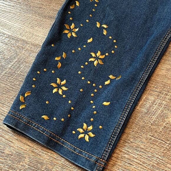 Slim Factor by Investments Plus Skinny Jegging Jeans 1X Beaded Stretch Denim - Picture 3 of 8